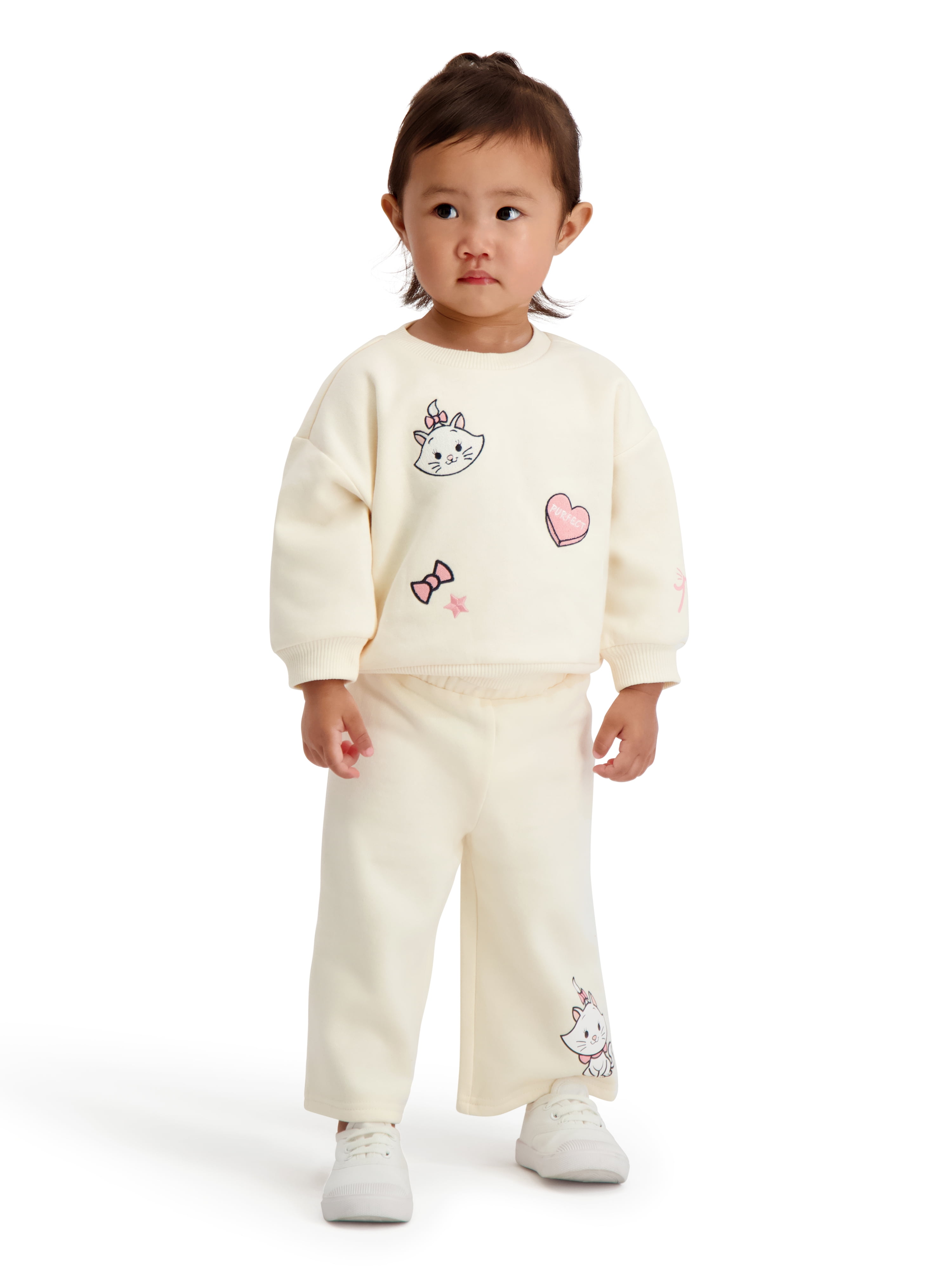 Walmart exclusive discounts  Marie The Cat Baby Girl 2 Piece Embroidered Sweat Set, Sizes 0-24 Months