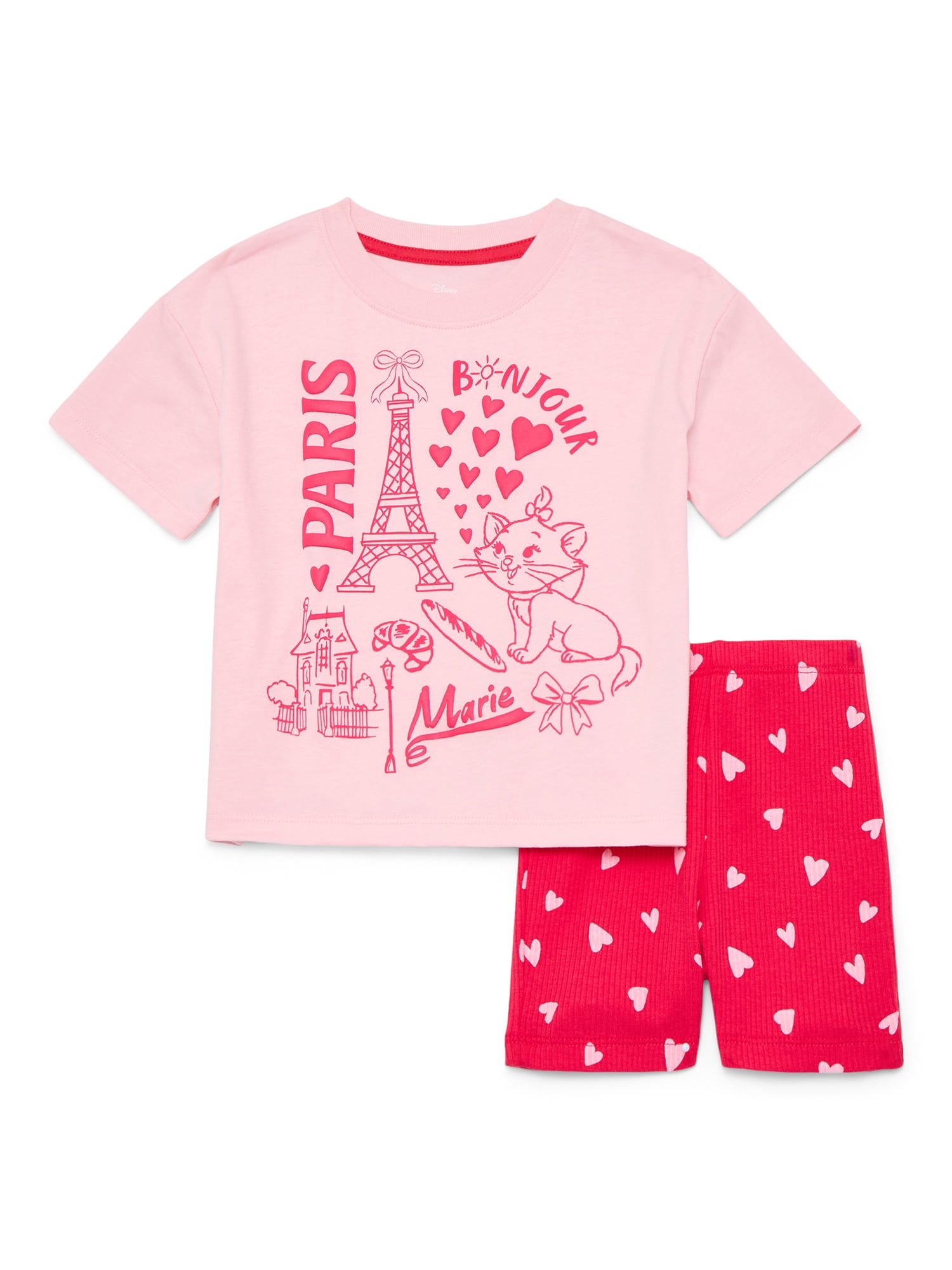 The Aristocats Marie Toddler Girls Graphic Tee and Biker Shorts Set, 2-Piece, Sizes 12M-5T