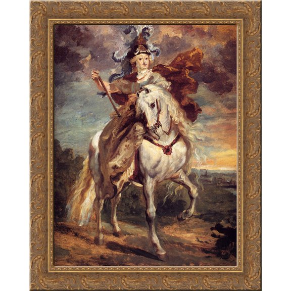 Marie de Medici at Pont-de-Ce 24x20 Gold Ornate Wood Framed Canvas Art by Theodore Gericault