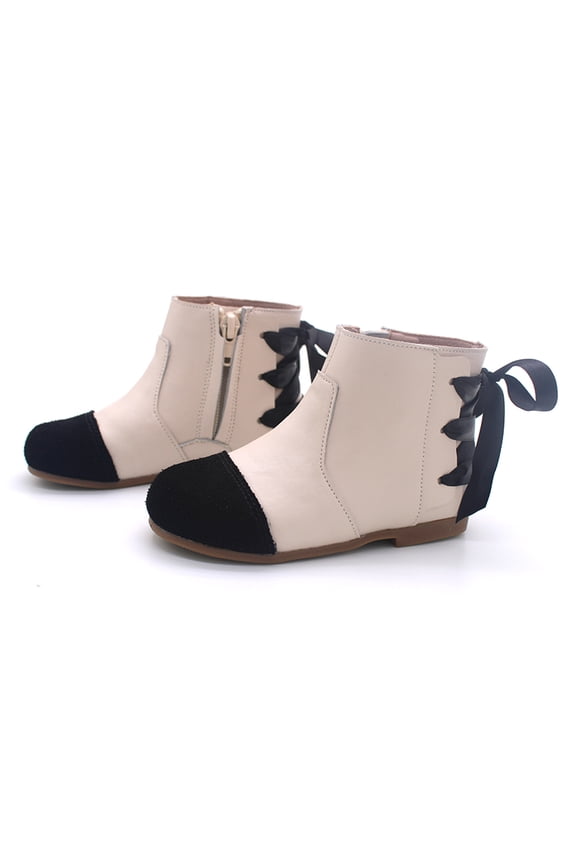 Marie girls ribbon ankle boot Leather and suede, big kid 7-8Y (US 3 youth)