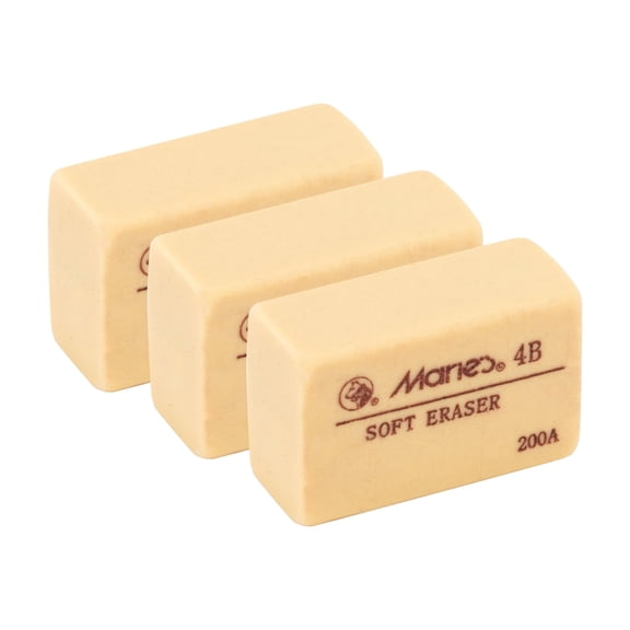 Marie's Artist 3 Pack of 4B Erasers, Professional Quality Removes Charcoal, Graphite and Other Lead More Completely
