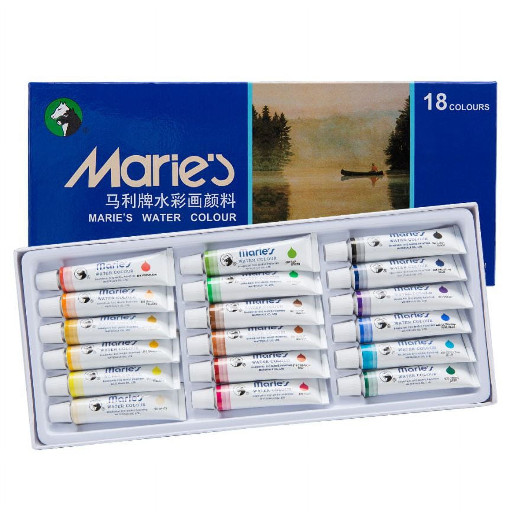 Marie's Artist Extra Fine Watercolor Sets - High Pigment and Concentration 12mL Watercolor Paint Set for Artist, Students, Teachers, Professionals, & More! - Set of 18