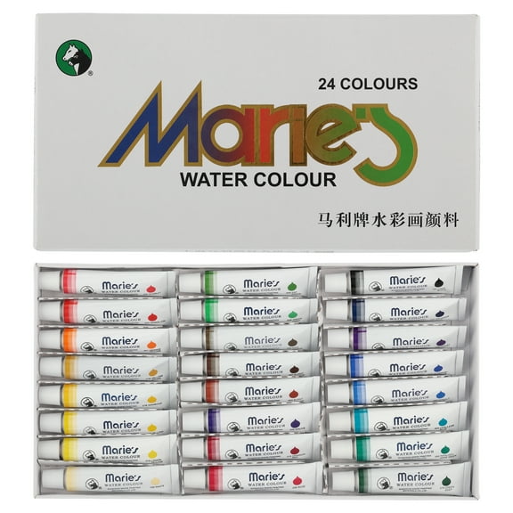 Marie‘s Watercolor Paint Set of 24 Assorted Colors for Students, Beginners and Painting Lovers, 12 ml/Tube