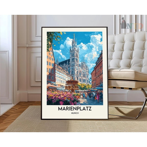 Marienplatz Munich Germany Poster, Unframed Canvas 24x36in