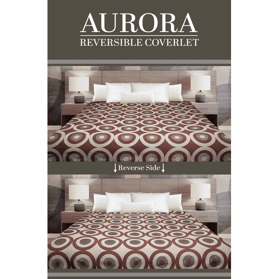 Marigold Bedding Decorative Coverlet Aurora Coverlet Brown/Beige Full XL 84x96 2-Sided Reversible