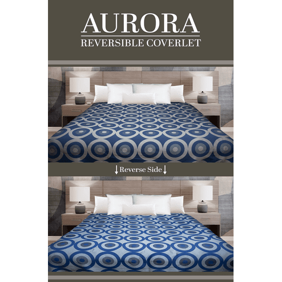 Marigold Bedding Decorative Coverlet Aurora Coverlet Navy/Grey Full XL 84x96 2-Sided Reversible