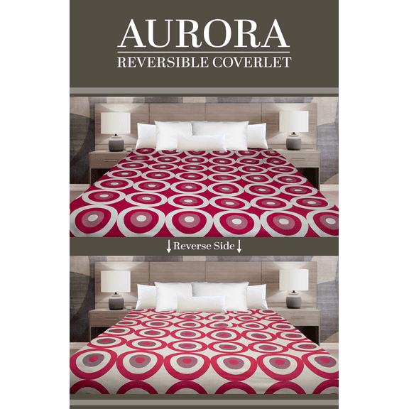 Marigold Bedding Decorative Coverlet Aurora Coverlet Red/Beige Full XL 84x96 2-Sided Reversible