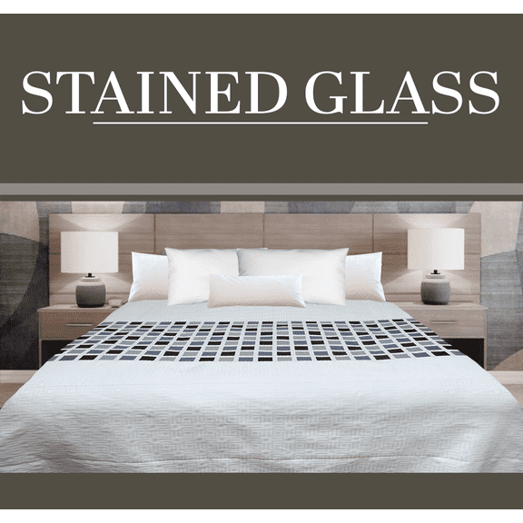 Marigold Bedding Decorative Coverlet Stained Glass White/Grey Tones Queen 90x96