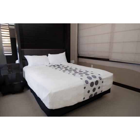 Marigold Bedding Decorative Top Sheet Polka Dots White/Grey Queen 96x115