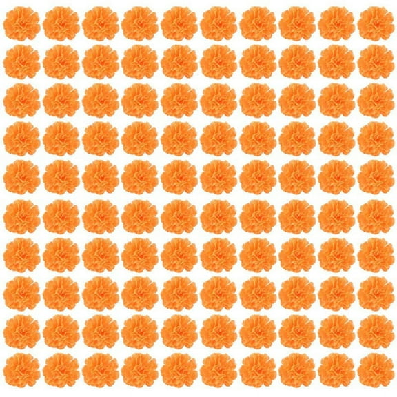 Marigold Flower Heads Bulk, 100Pcs for Garlands Crafts, Silk Fake Flowers, Orange