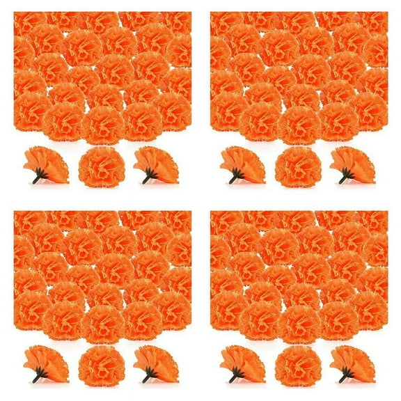 Marigold Flower Heads Bulk, 400Pcs Heads for Garlands Crafts, Silk Marigold Flowers, Orange