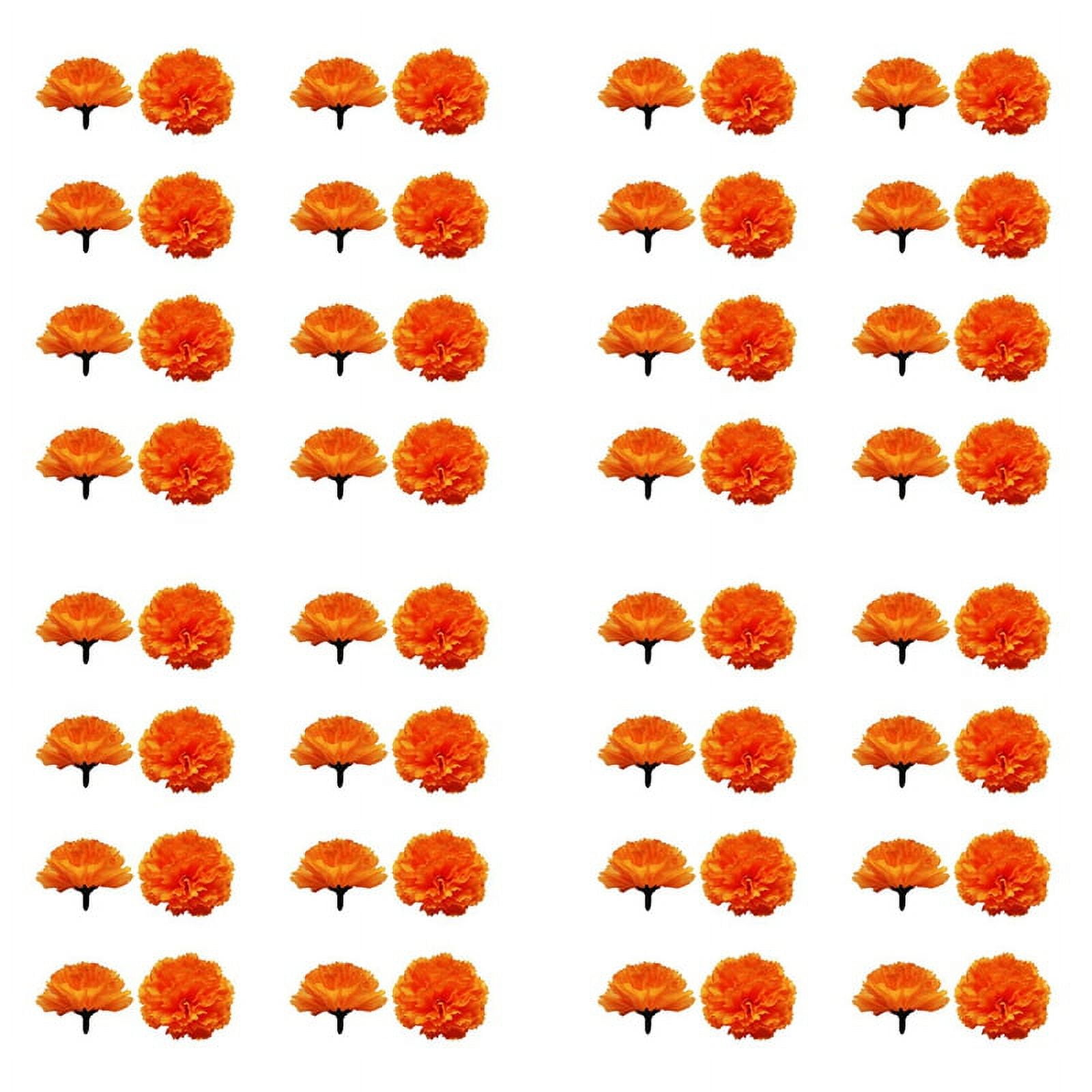Marigold Flower Heads Bulk, 500Pcs Heads for Garlands Crafts, Silk