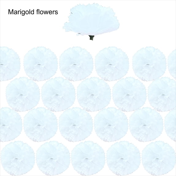 Marigold Flower Heads Bulk, Day of The Dead Dia De Los Muertos Mexican Artificial Flowers for Diwali Home DIY Wreath Garland