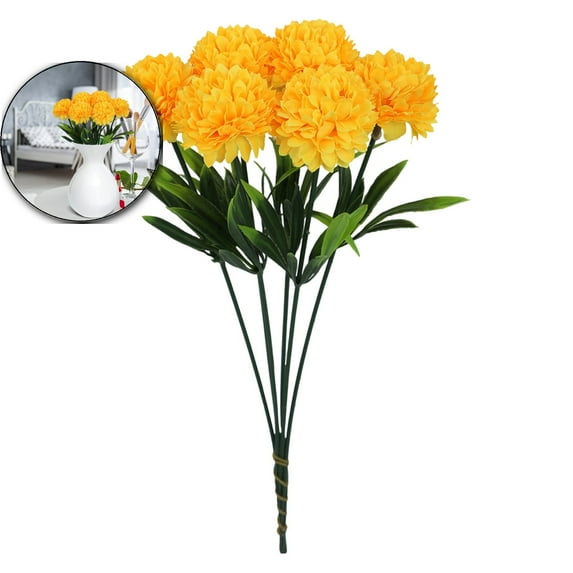 Marigold Flowers, Artificial Flowers Fake Marigold Bulk Silk Bushes Fake Halloween Flowers, Marigold with Stems Artificial Flowers for Halloween Party Decor
