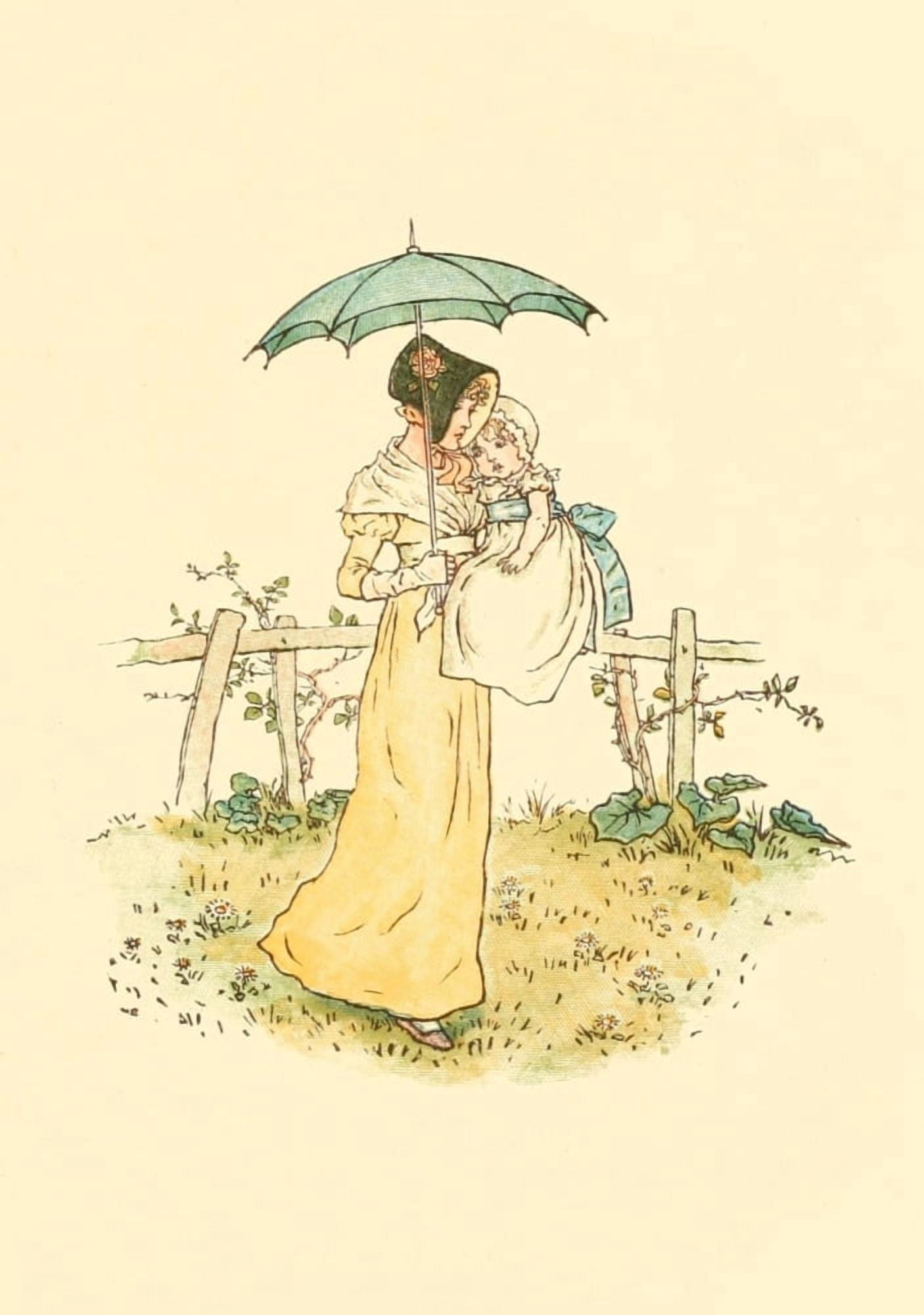 Marigold Garden 1900 Autumn walk Canvas Art - Kate Greenaway (24 x 36)