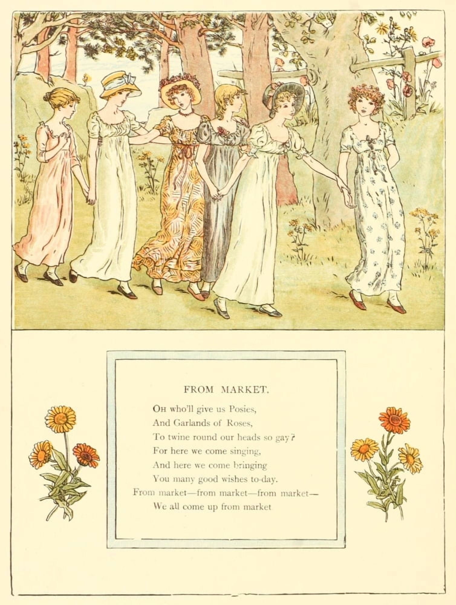 Marigold Garden 1900 From market Canvas Art - Kate Greenaway (18 x 24)