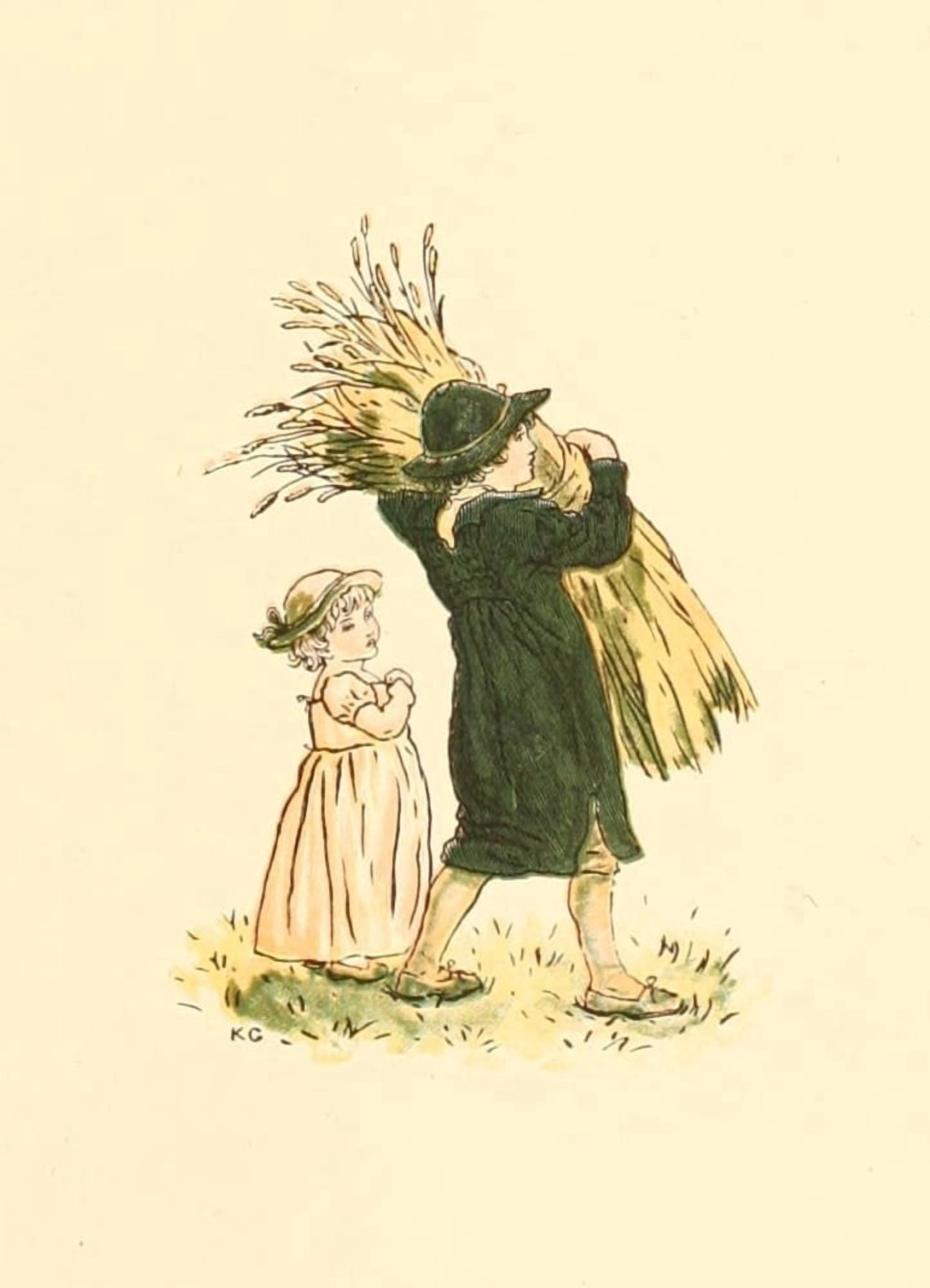 Marigold Garden 1900 Harvesting Canvas Art - Kate Greenaway (24 x 36)