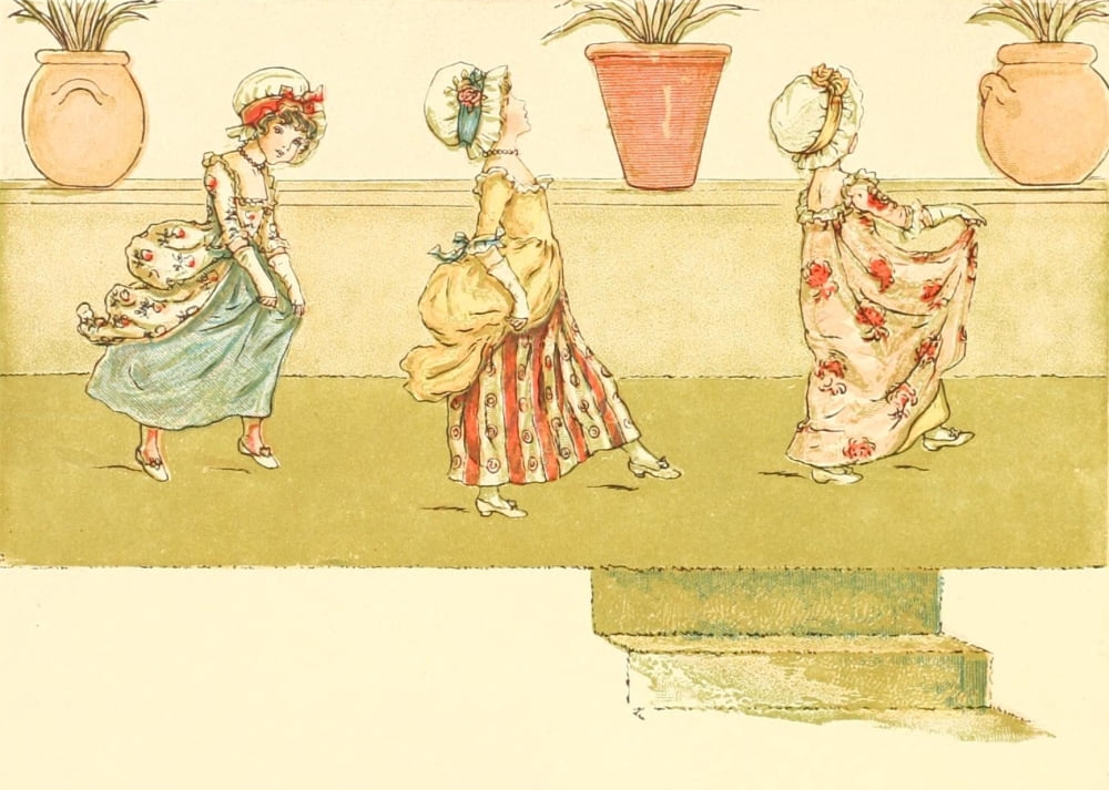 Marigold Garden 1900 Ladies parade Canvas Art - Kate Greenaway (18 x 24)