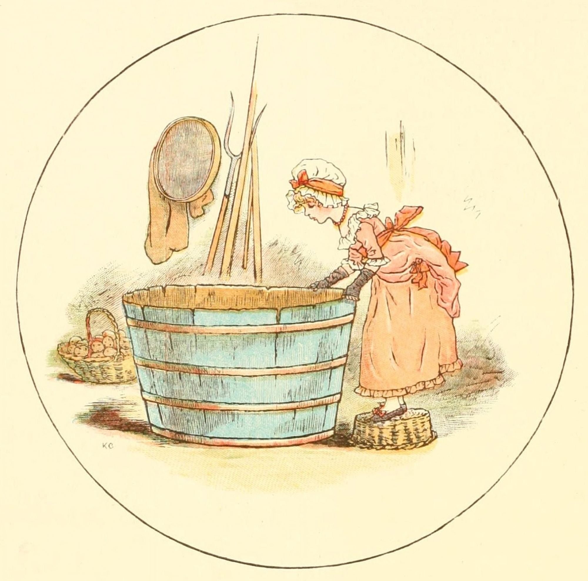 Marigold Garden 1900 Miss Molly & the little fishes Canvas Art - Kate Greenaway (18 x 24)