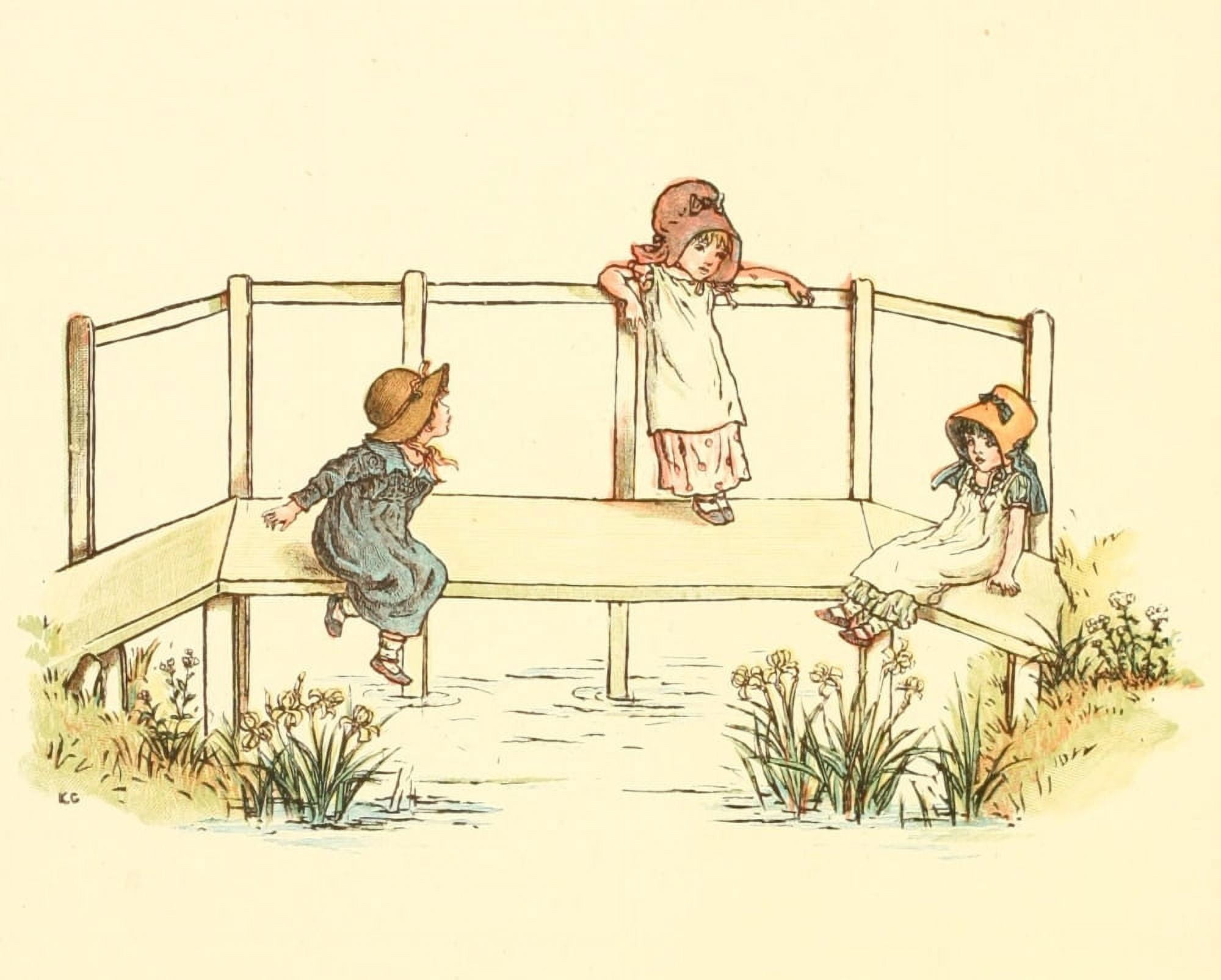 Marigold Garden 1900 On the bridge Canvas Art - Kate Greenaway (18 x 24)