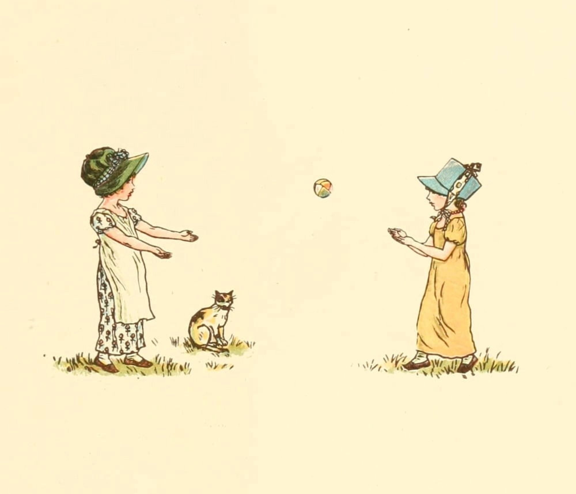 Marigold Garden 1900 Playing ball Canvas Art - Kate Greenaway (18 x 24)