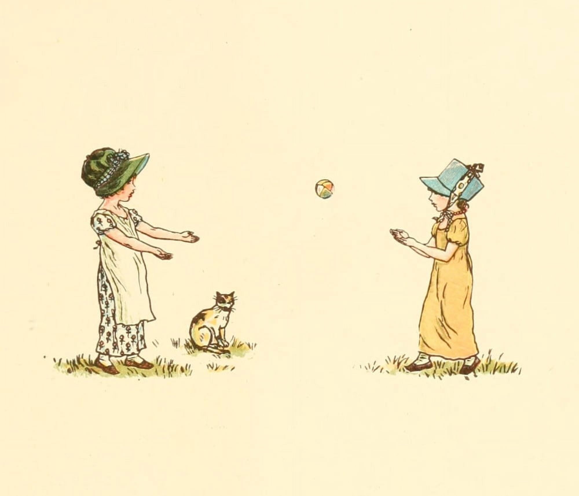 Marigold Garden 1900 Playing ball Canvas Art - Kate Greenaway (24 x 36)
