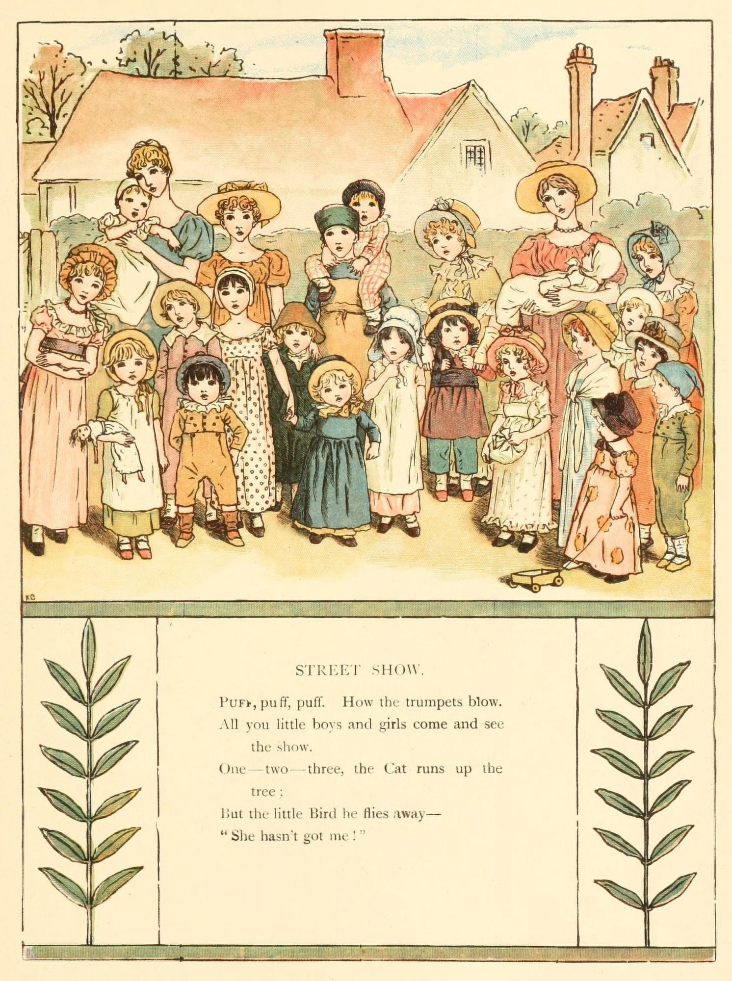 Marigold Garden 1900 Street show Canvas Art - Kate Greenaway (24 x 36)