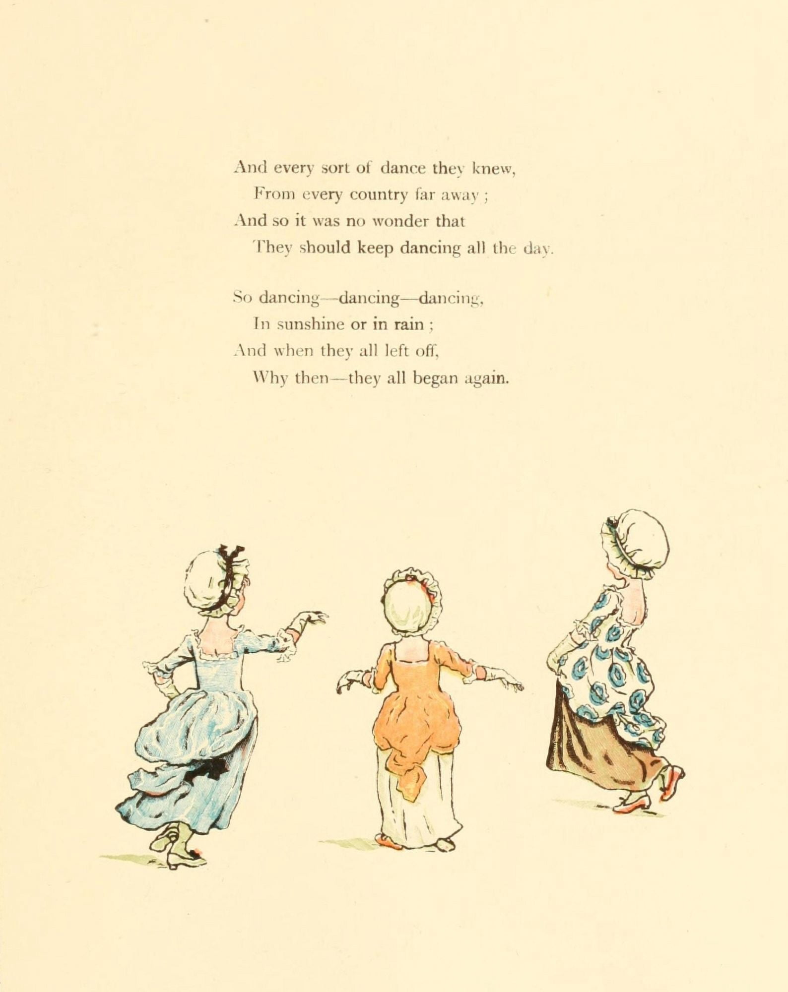 Marigold Garden 1900 The Dancing Family 2 Canvas Art - Kate Greenaway (24 x 36)