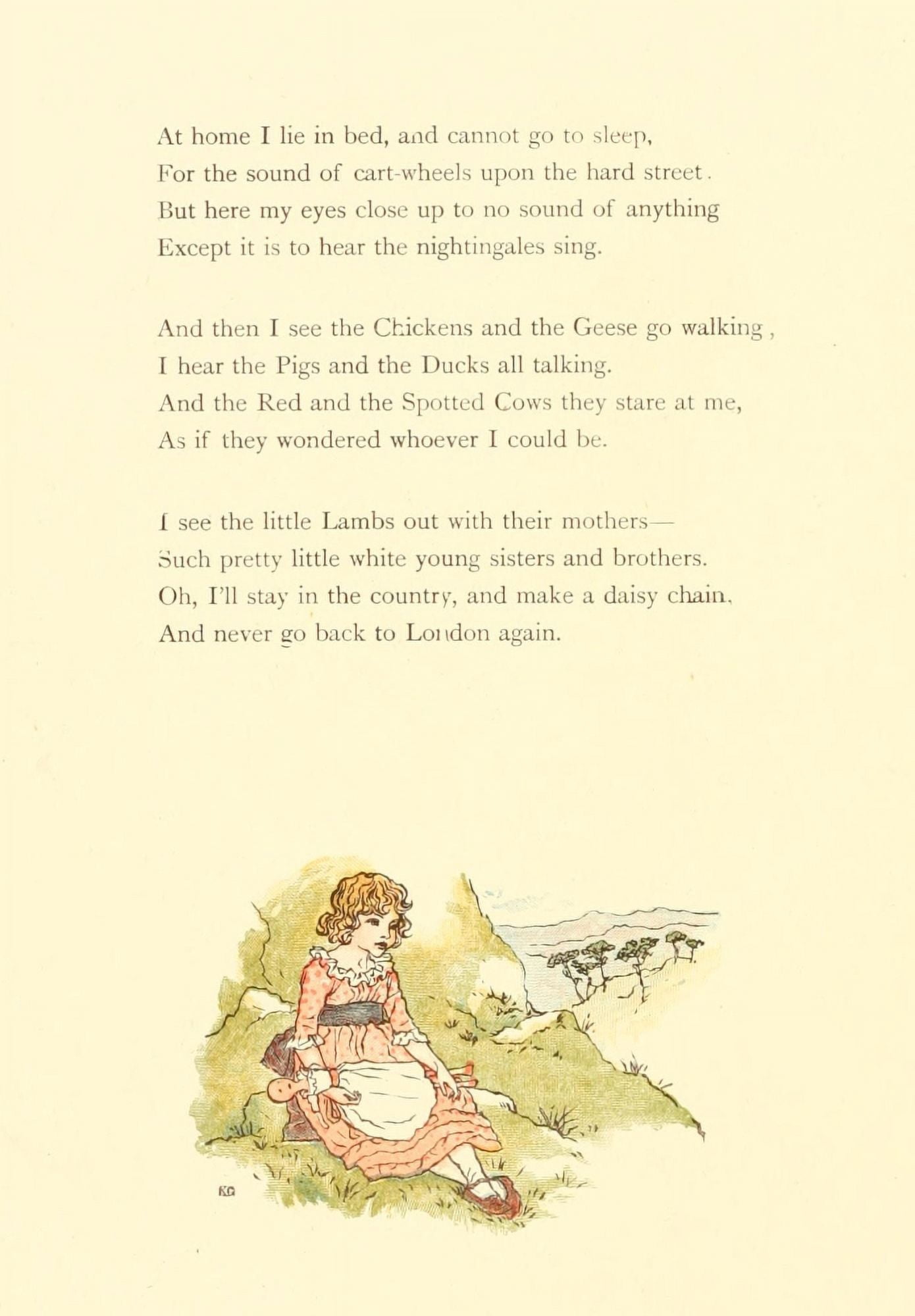 Marigold Garden 1900 The little London girl 2 Canvas Art - Kate Greenaway (18 x 24)