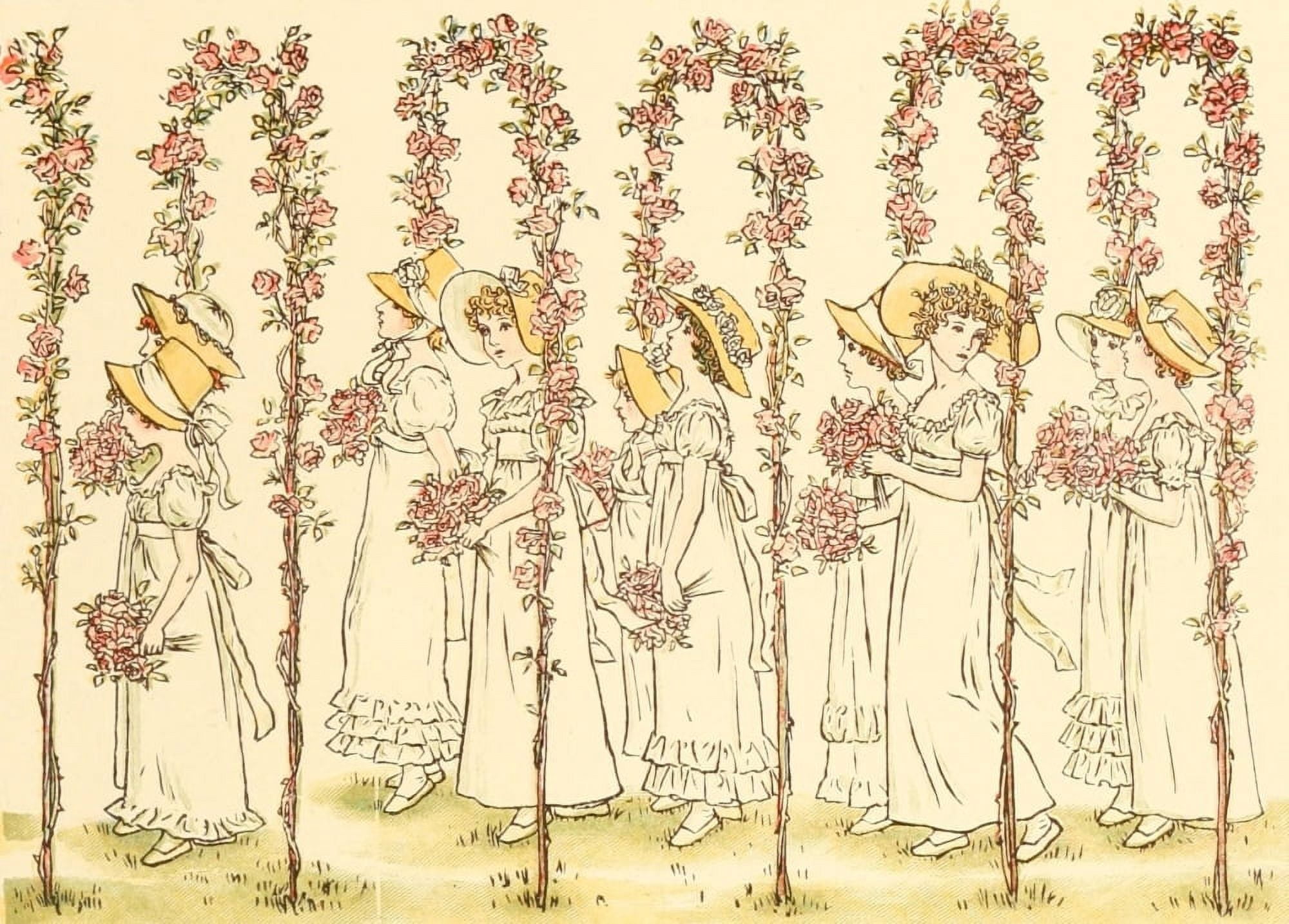 Marigold Garden 1900 Under rose arches Canvas Art - Kate Greenaway (24 x 36)