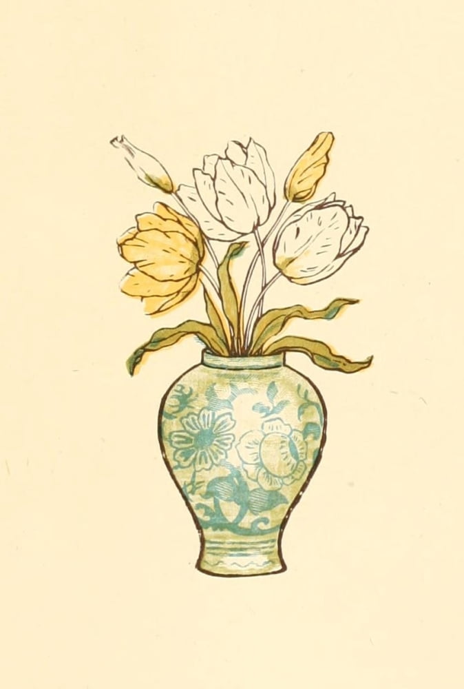 Marigold Garden 1900 Vase of tulips Canvas Art - Kate Greenaway (18 x 24)