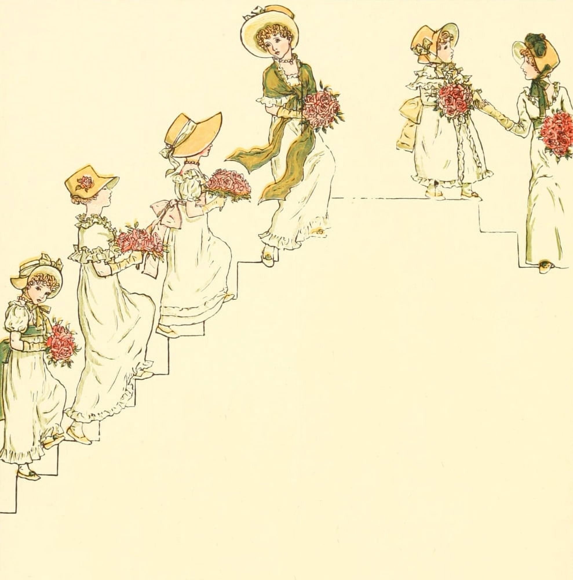 Marigold Garden 1900 Wedding day parade Canvas Art - Kate Greenaway (24 x 36)