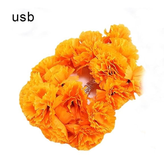 Marigold Garland Lights 10 Ft 20 LED Artificial Flowers for Diwali Decor