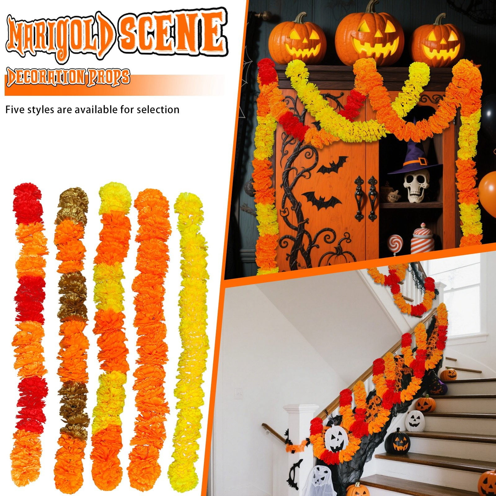 Marigold Garland for Decoration 5 Feet Long String of Artificial ...