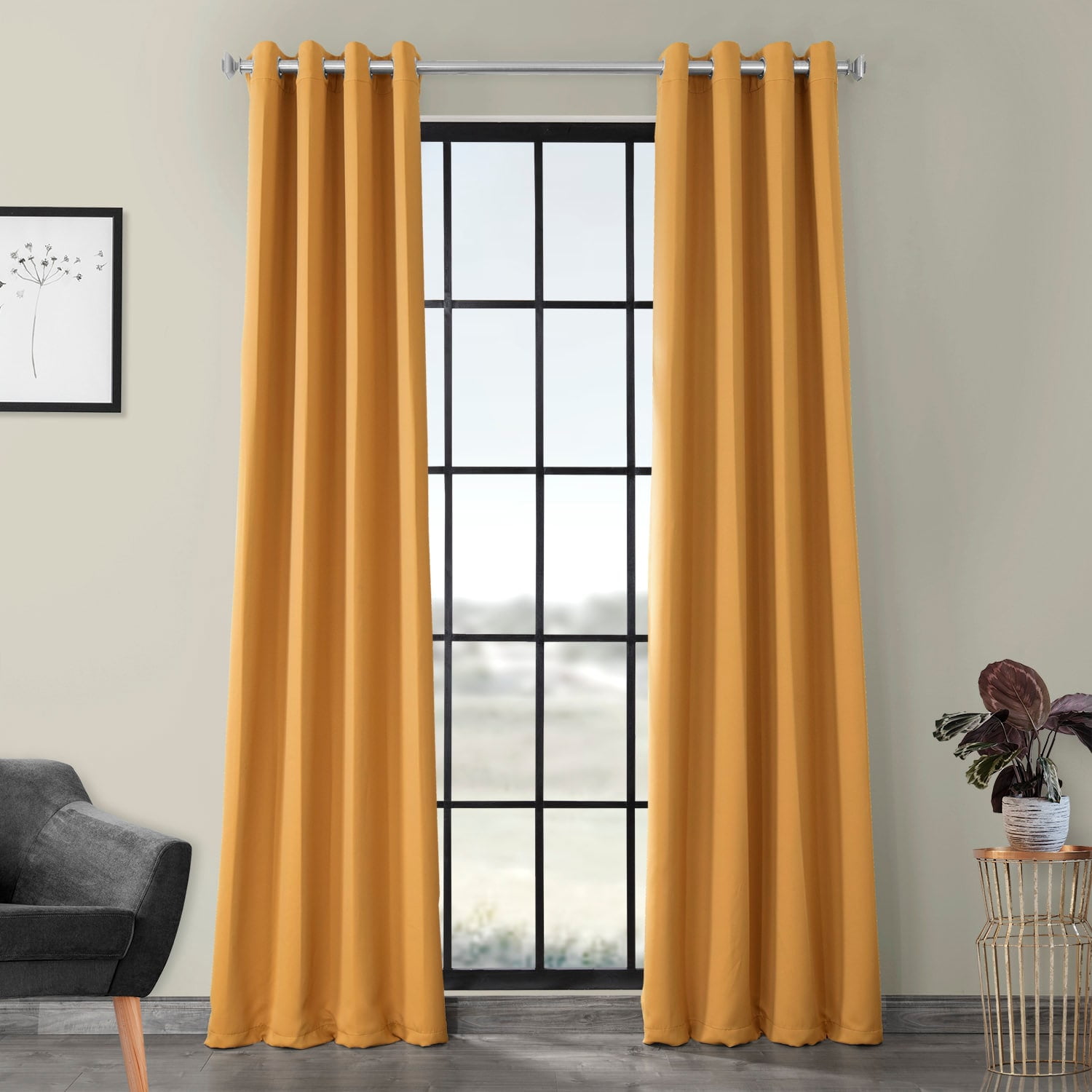 Marigold Velvet Blackout Grommet Window Panel, 50W x 84L