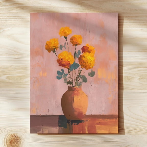 Marigold Mexican Fall Art Dia De Los Muertos Terracotta Vase Unframed Paper Poster 8x10in