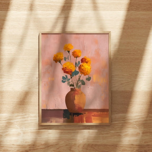 Marigold Mexican Fall Dia de los Muertos Cempasuchil Terracotta Decor Unframed Paper Print