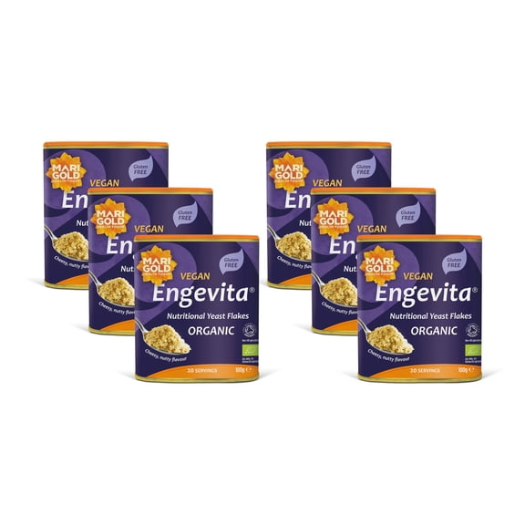 Marigold Organic Engevita Unfortified Nooch Nutritional Yeast Flakes 100g (Pack of 6) Vegan & Gluten-Free, High Protein & Fibre, Naturally Cheesy Flavour