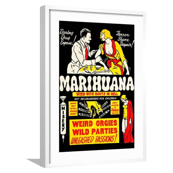 Marihuana: Weed with Roots in Hell Framed Art Print by Unknown, 16" x 24", Sold by Art.com