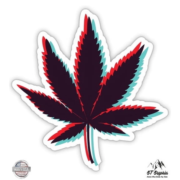 Marijuana Leaf - 3" Vinyl Sticker - For Car Laptop I-Pad Phone Helmet Hard Hat - Waterproof Decal