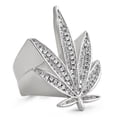 thumbnail image 1 of Marijuana Leaf 420 CZ Bling Bling Rhodium Ring, 1 of 1