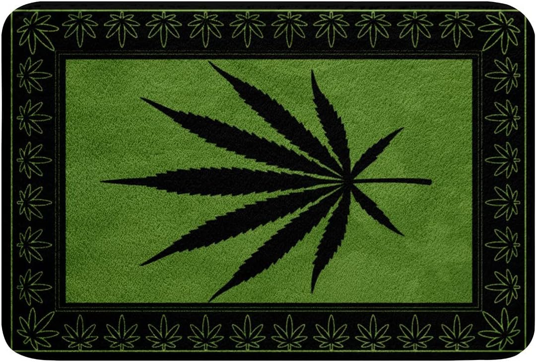 Marijuana Leaf Floor Mat Marijuana Leaves Green Non Slip Bath Mat Cannabis Leaf Microfiber