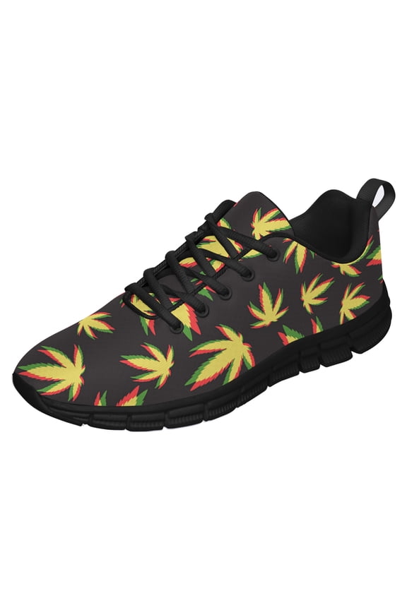 Marijuana Leaf Shoes for Men Women Casual Running Walking Tennis Sneakers Gifts for Marijuana Lover Black Size 5