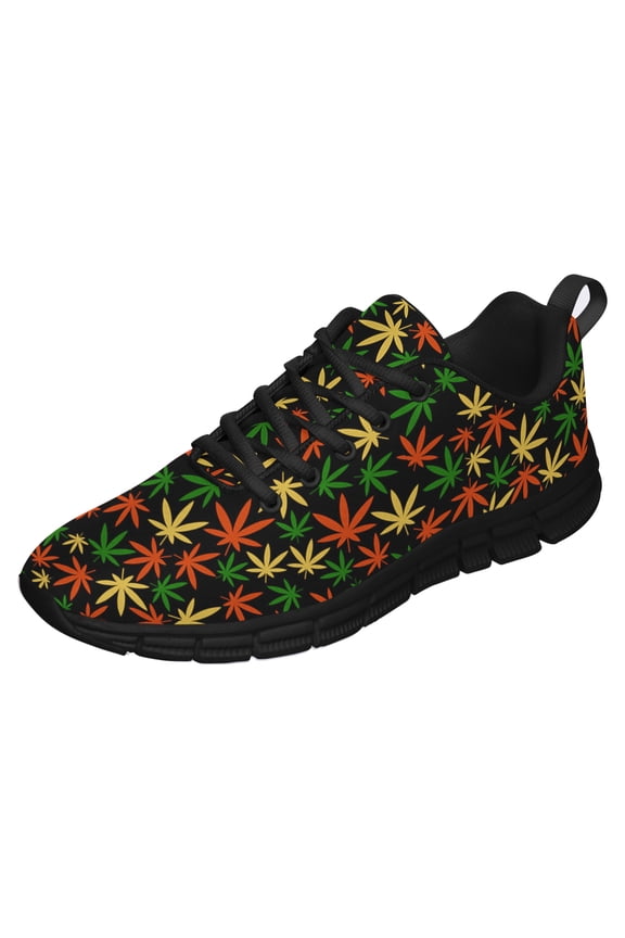 Marijuana Leaf Shoes for Men Women Casual Running Walking Tennis Sneakers Gifts for Marijuana Lover Black Size 6
