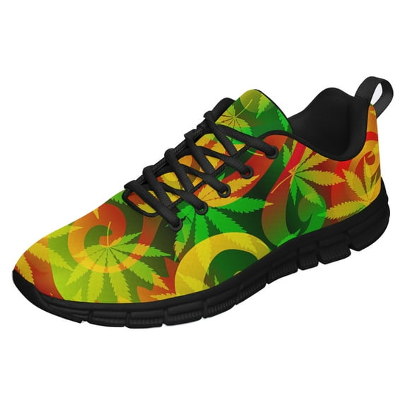 Marijuana Leaf Shoes for Men Women Casual Running Walking Tennis Sneakers Gifts for Marijuana Lover Black Size 6