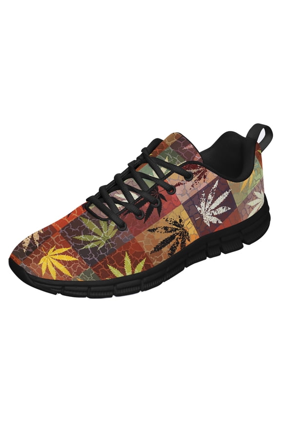 Marijuana Leaf Shoes for Men Women Casual Running Walking Tennis Sneakers Gifts for Marijuana Lover Black Size 6