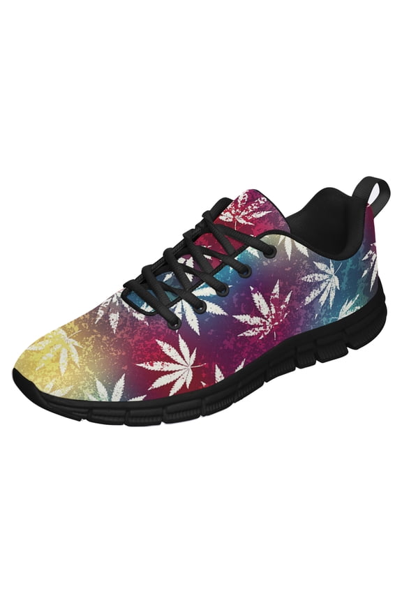 Marijuana Leaf Shoes for Men Women Casual Running Walking Tennis Sneakers Gifts for Marijuana Lover Black Size 7.5