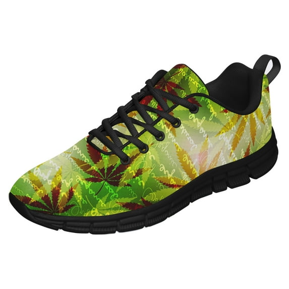 Marijuana Leaf Shoes for Men Women Casual Running Walking Tennis Sneakers Gifts for Marijuana Lover Black Size 7