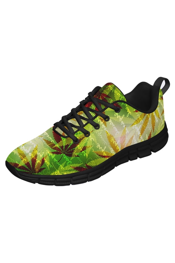 Marijuana Leaf Shoes for Men Women Casual Running Walking Tennis Sneakers Gifts for Marijuana Lover Black Size 9