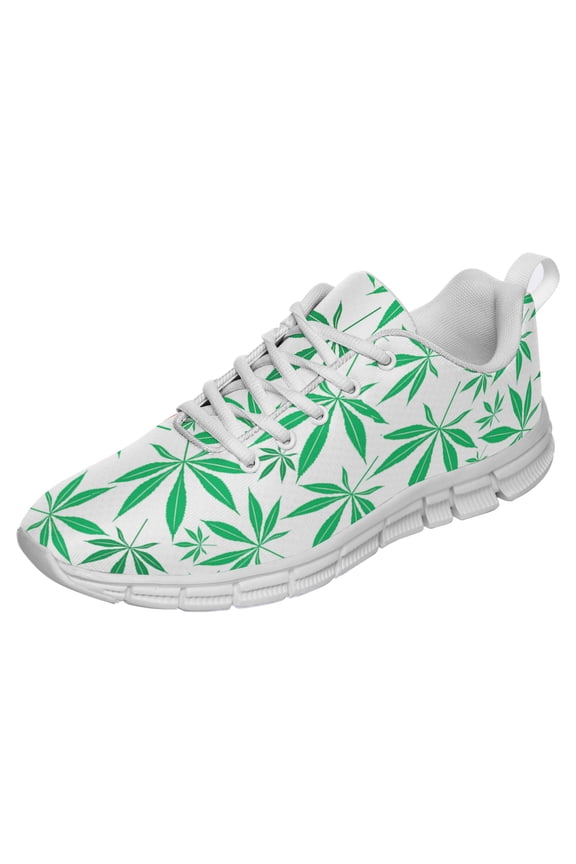 Marijuana Leaf Shoes for Men Women Casual Running Walking Tennis Sneakers Gifts for Marijuana Lover White Size 13